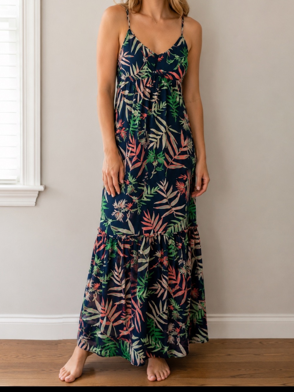 THE WEBSTER MIAMI x Target Maxi Dress Cross-Back  Tropical Palm Print Size 2P